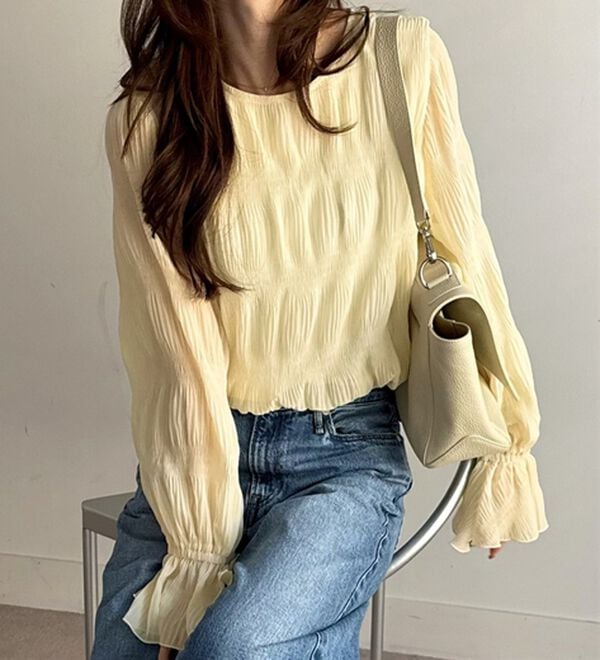 GeeRA（ジーラ）の「シアーシャーリングキャンディー袖ブラウス（ブラウス）」｜詳細画像