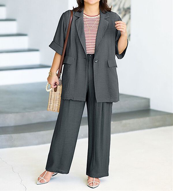 BELLUNA（ベルーナ）の「【小柄さん用】さらりと涼やかボーダーニットプルオーバー（ニット・セーター）」｜詳細画像