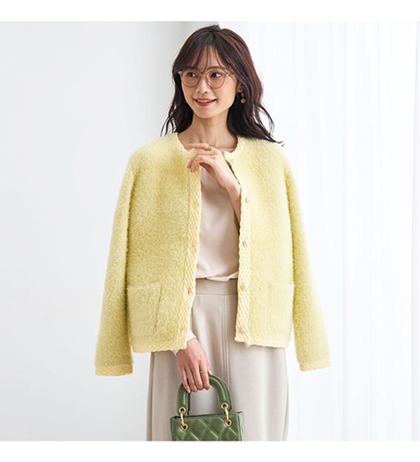 BELLUNA（ベルーナ）の「シャギーニット素材編地使いカーディガン（ニットカーディガン）」｜詳細画像