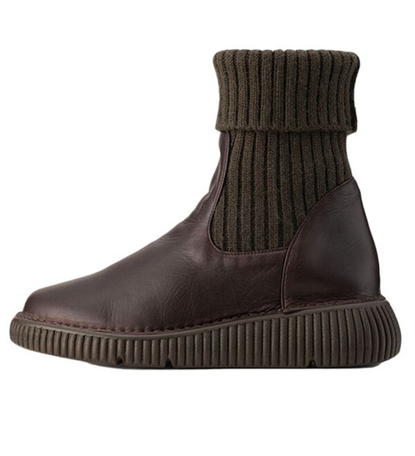 ルフラン（ルフラン）の「ＪＳハートレーベル　ニット使い２ｗａｙレザーブーツ（ブーツ）」｜詳細画像