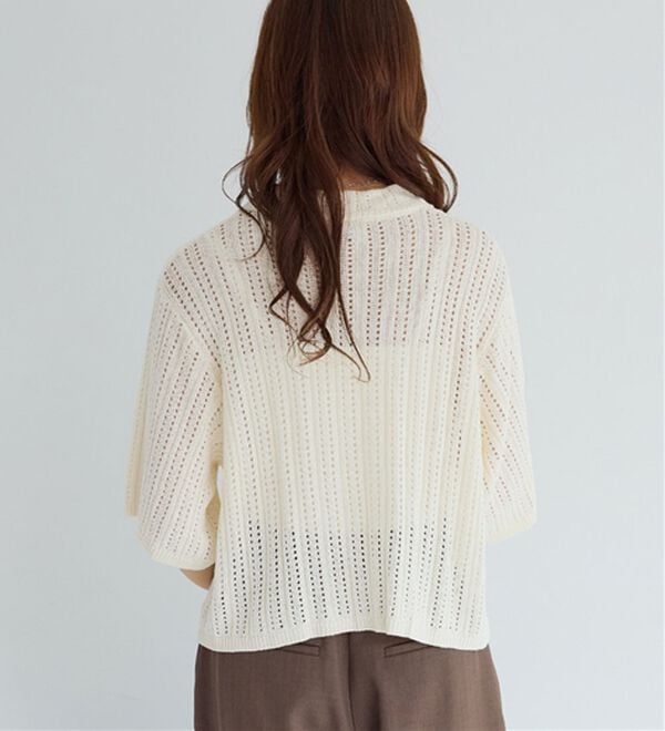 Viola e Viola（ヴィオラ エ ヴィオラ）の「【アンブロ】透かし編みポロカーディガン（ニットカーディガン）」｜詳細画像