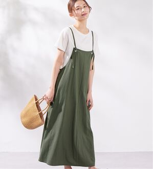 Viola e Viola（ヴィオラ エ ヴィオラ）の「綿１００％前後２ＷＡＹキャミワンピース（その他ワンピース）」｜カーキ