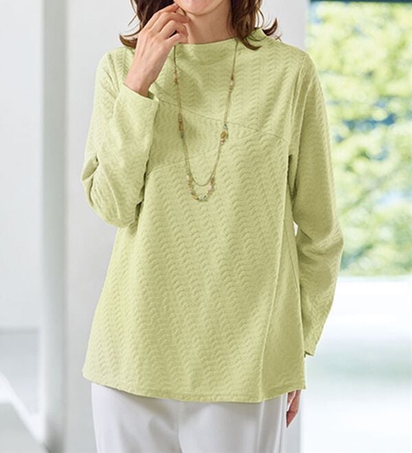 BELLUNA（ベルーナ）の「波柄ジャカード切替デザインプルオーバー（カットソー）」｜詳細画像