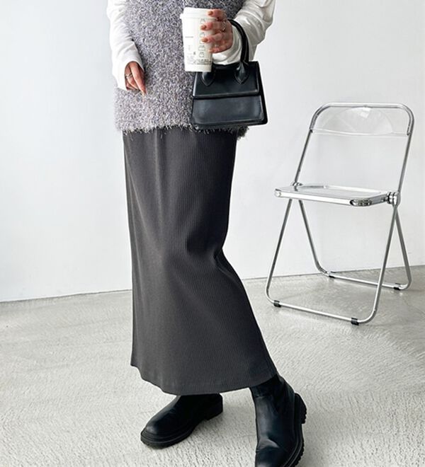 GeeRA（ジーラ）の「【着回し力◎】楽ちんすっきり見え！リブロングスカート（ロングスカート）」｜詳細画像