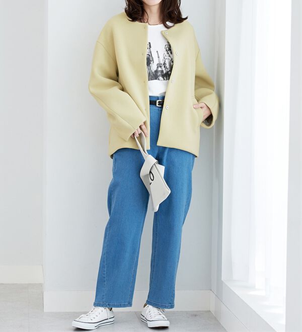 BELLUNA（ベルーナ）の「きれい見えとろみ素材コクーンコート（ハーフコート）」｜詳細画像