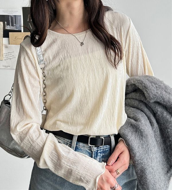 GeeRA（ジーラ）の「ベロアプリーツカットソー（カットソー）」｜詳細画像