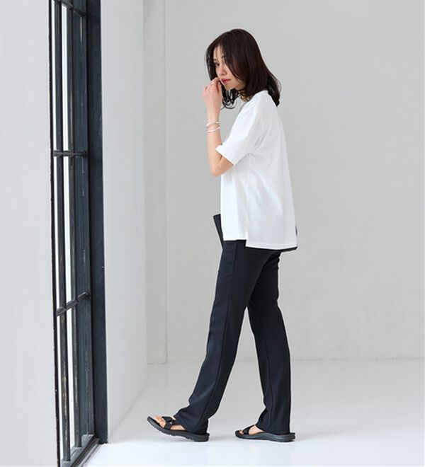 BELLUNA（ベルーナ）の「【汗ジミ対策◎】＜エアリーアイスコットン＞オーバーサイズＴシャツ【選べる袖丈】（カットソー）」｜詳細画像