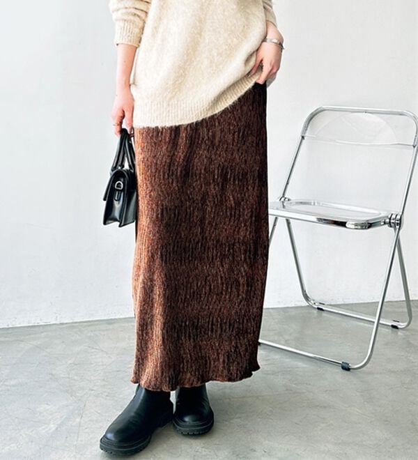 GeeRA（ジーラ）の「すっきり見え！ベロアプリーツロングスカート（ロングスカート）」｜詳細画像