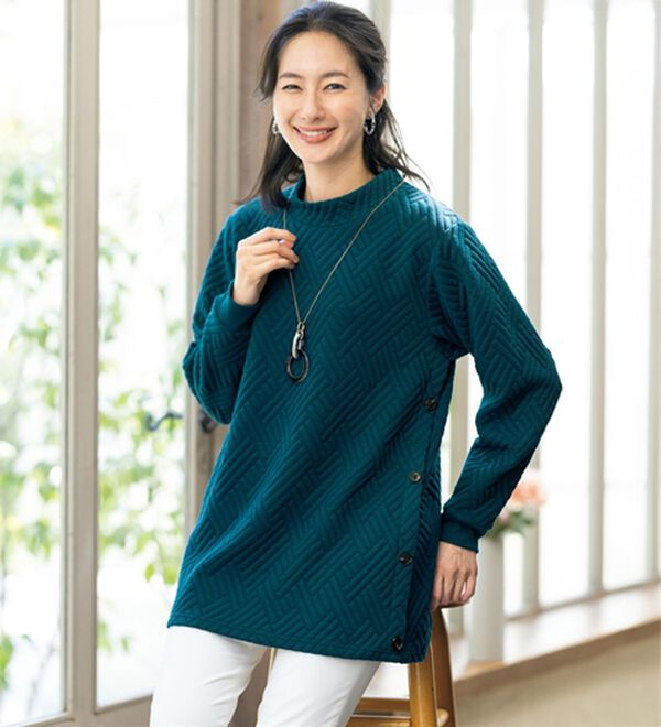 ルフラン（ルフラン）の「【３色組】ふくれジャカード釦使いチュニック（チュニック）」｜詳細画像