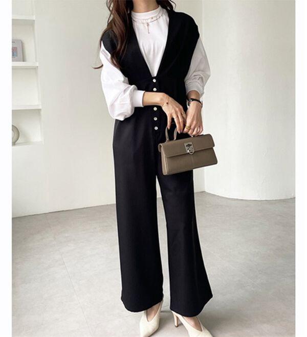 GeeRA（ジーラ）の「深Ｖネックフレンチスリーブサロペット（その他ワンピース）」｜詳細画像