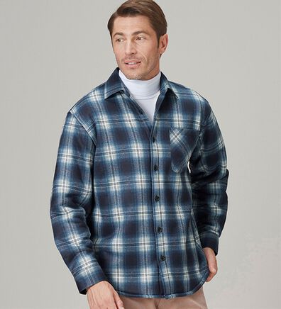 「＜シンプル＆プラス＞のび暖裏ボアシャツ（メンズシャツ）」