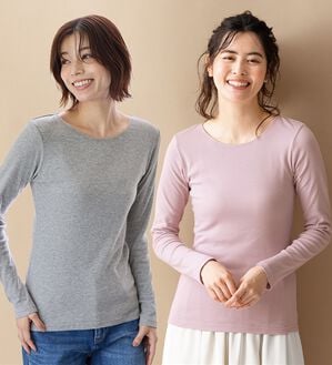 LAVIENNE（ラヴィエンヌ）の「【敏感肌さんに】綿１００％吸湿発熱あったかインナー　クルーネックインナー長袖（肌着・インナーウェア）」｜詳細画像