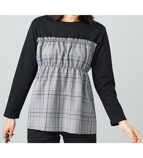 BELLUNA（ベルーナ）の「チェック柄ビスチェドッキングプルオーバー（カットソー）」｜詳細画像