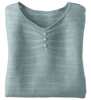 BELLUNA（ベルーナ）の「編地変化シアーボーダーニット（ニット・セーター）」｜セージ