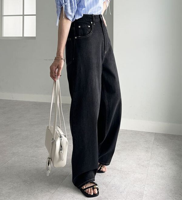 GeeRA（ジーラ）の「ハイウエストストレートデニム（ワイドパンツ・ガウチョ）」｜詳細画像