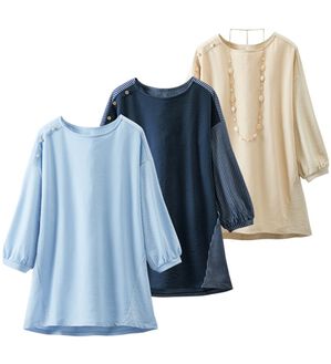 ルフラン（ルフラン）の「【３色組】涼やかサッカータック袖プルオーバー（カットソー）」｜3色組