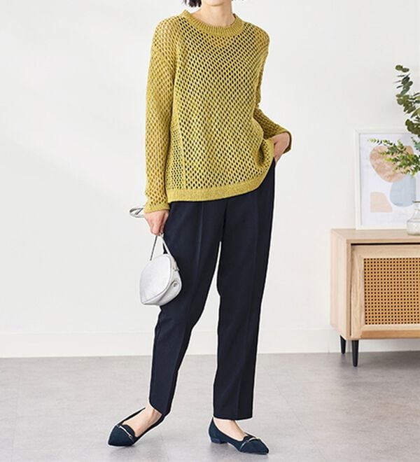 BELLUNA（ベルーナ）の「麻調ストレッチ素材テーパードパンツ（テーパードパンツ）」｜詳細画像