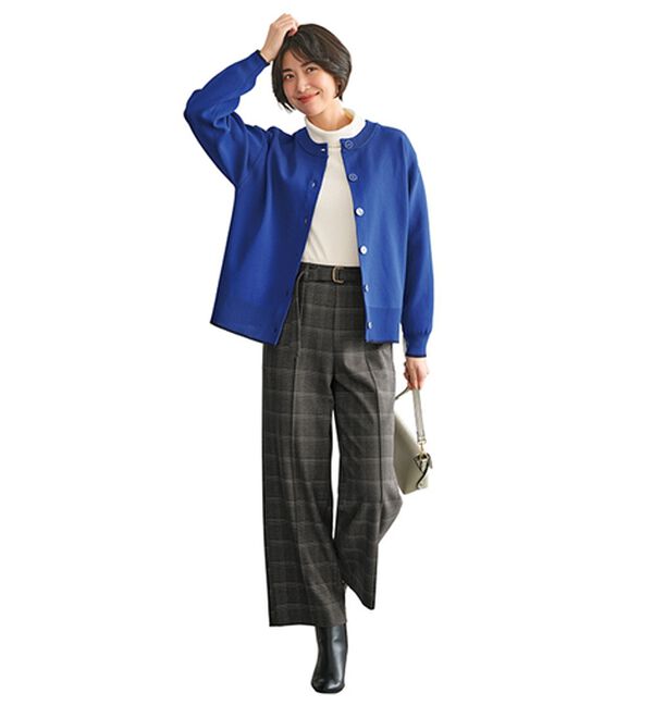 BELLUNA（ベルーナ）の「サマ見えウール調素材ベルト付きワイドパンツ（ワイドパンツ・ガウチョ）」｜詳細画像