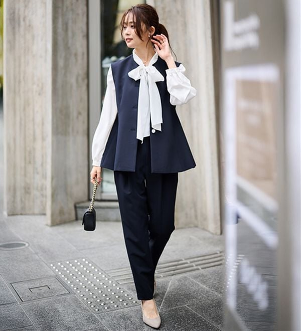 RANAN（ラナン）の「【２点セット】防シワ！ペプラムベストセットアップ（パンツスーツ）」｜詳細画像