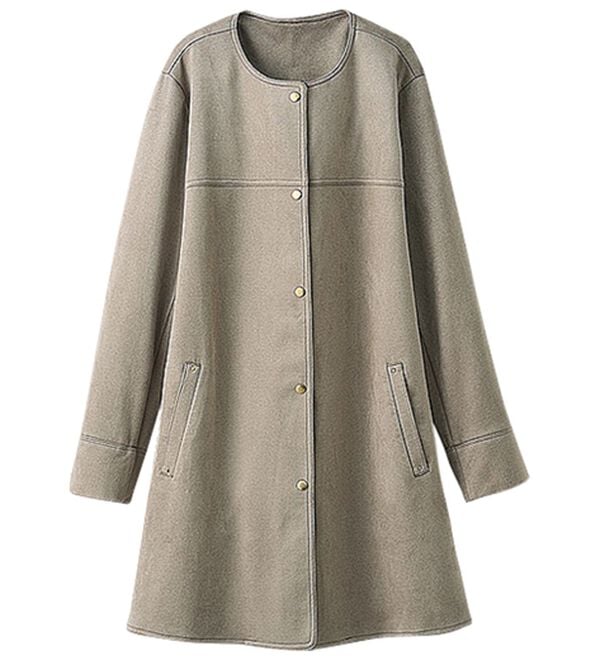 BELLUNA（ベルーナ）の「スエード調ノーカラーロング丈ジャケット（ノーカラージャケット）」｜詳細画像