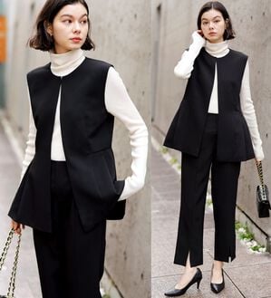 GeeRA（ジーラ）の「【入卒式/セレモニー】ペプラムベストセットアップスーツ（パンツスーツ）」｜詳細画像