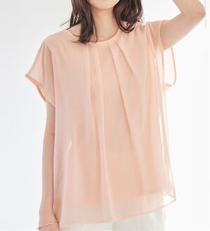 alotta（アロッタ）の「【接触冷感】機能付インナーシフォンブラウス（ブラウス）」｜ベビーピンク