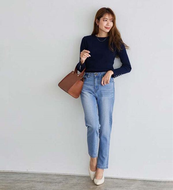 Pierrot（ピエロ）の「【Ｍ～３Ｌ】ストレッチスリムテーパードデニムパンツ（フルレングスパンツ）」｜詳細画像