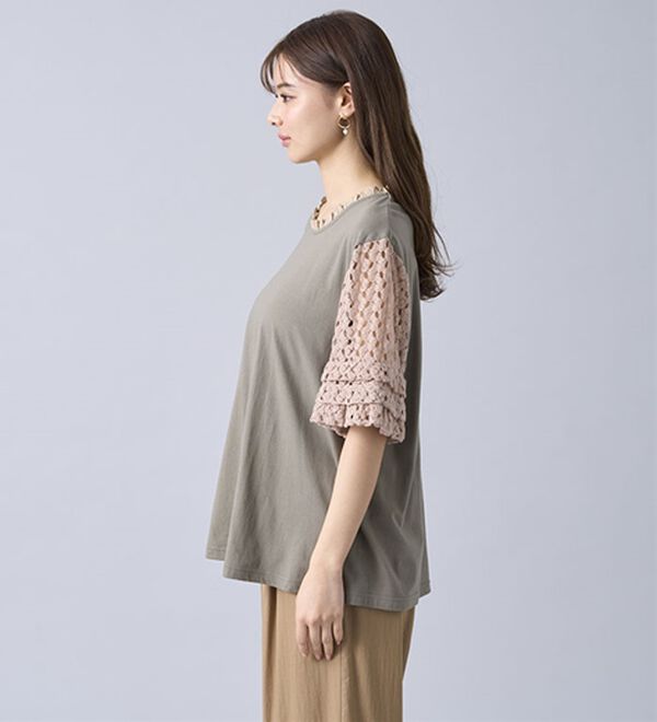 BELLUNA（ベルーナ）の「ヒンヤリ！異素材使いデザインプルオーバー（カットソー）」｜詳細画像