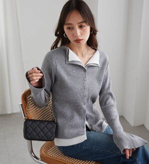 RANAN（ラナン）の「レイヤード配色ニットカーディガン（ニットカーディガン）」｜詳細画像