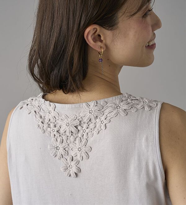 BELLUNA（ベルーナ）の「綿混素材脇汗対策フラワーレースインナー（タンクトップ・キャミソール）」｜詳細画像