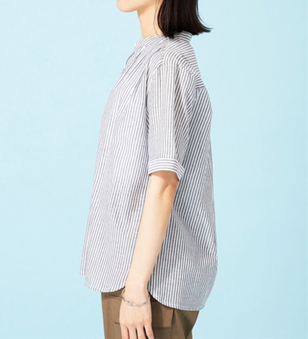 BELLUNA（ベルーナ）の「綿１００％バンドカラーシャツブラウス（ブラウス）」｜詳細画像