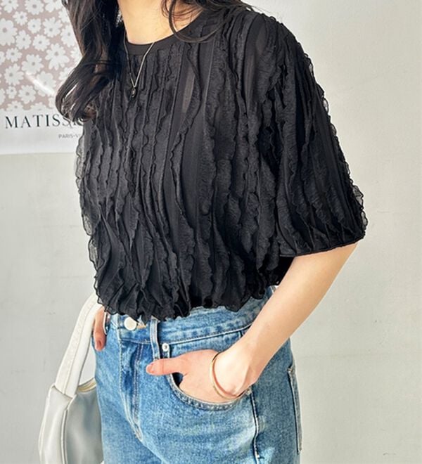 GeeRA（ジーラ）の「フリルカットソーＴシャツ（カットソー）」｜詳細画像