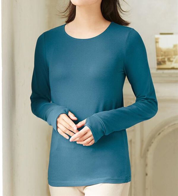 「こっそり手首あたためインナークルーネック（肌着・インナーウェア）」｜詳細画像