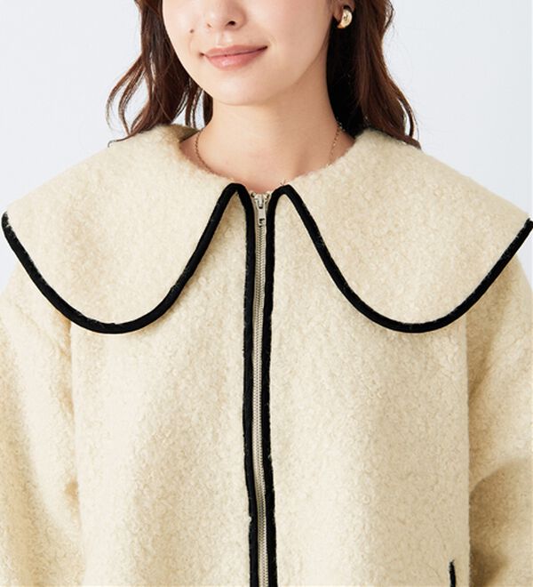 alotta（アロッタ）の「配色デザインブークレジップブルゾンコート（ショートコート）」｜詳細画像