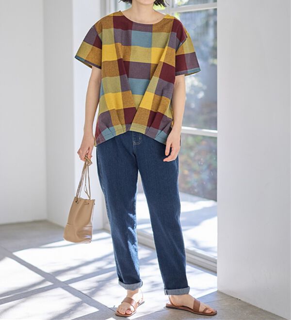 Viola e Viola（ヴィオラ エ ヴィオラ）の「ビッグチェック裾タックブラウス（ブラウス）」｜詳細画像