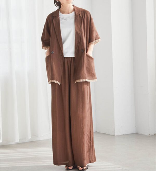 RANAN（ラナン）の「ハーフスリーブシアーシャツジャケット（テーラードジャケット）」｜詳細画像