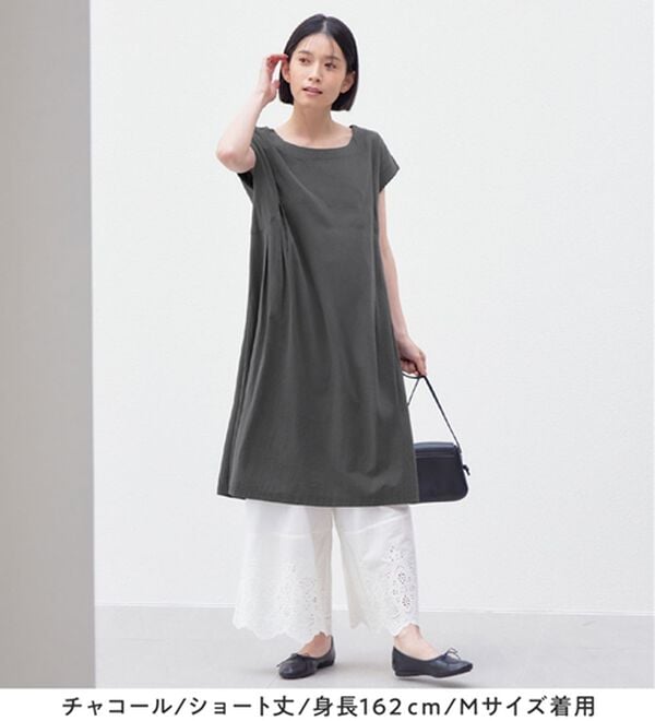 Viola e Viola（ヴィオラ エ ヴィオラ）の「【選べる２丈】綿１００％タック使いワンピース＜Ｓ～４Ｌ＞（チュニックワンピース）」｜詳細画像