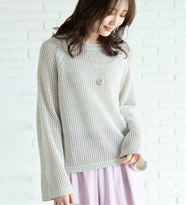BELLUNA（ベルーナ）の「スパンコール付透かし編みニットプルオーバー（ニット・セーター）」｜詳細画像