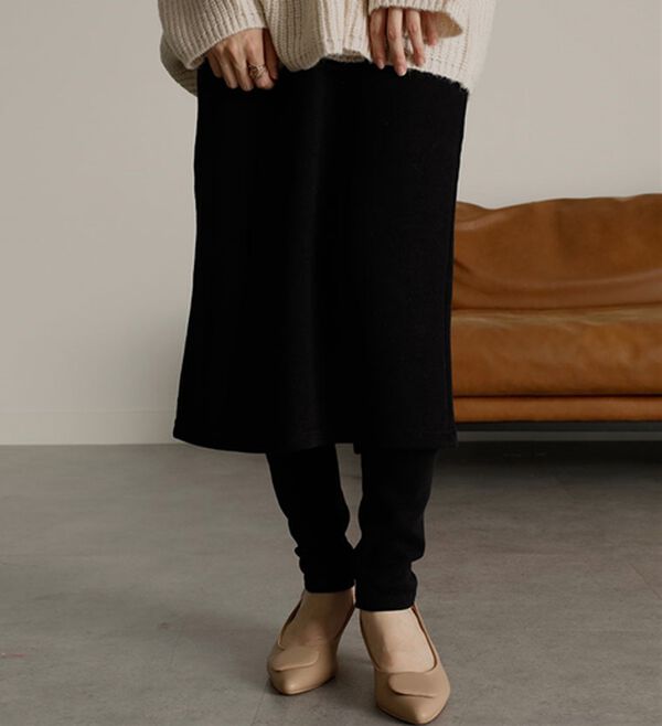 RANAN（ラナン）の「レイヤードニットソースカートパンツ（フルレングスパンツ）」｜詳細画像