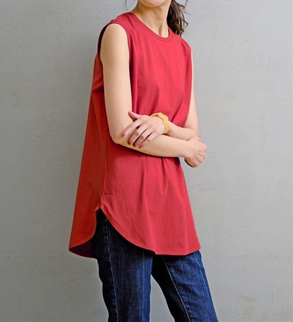 RANAN（ラナン）の「ひんやり！＜BC＞綿100％タンクトップ【選べる着丈】（カットソー）」｜詳細画像