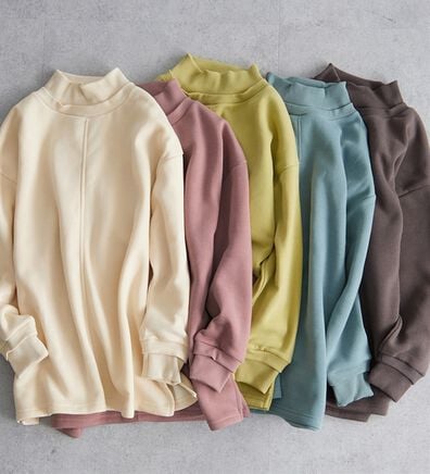 BELLUNA（ベルーナ）の「リブ使いがかわいい裏起毛トレーナー（チュニック）」