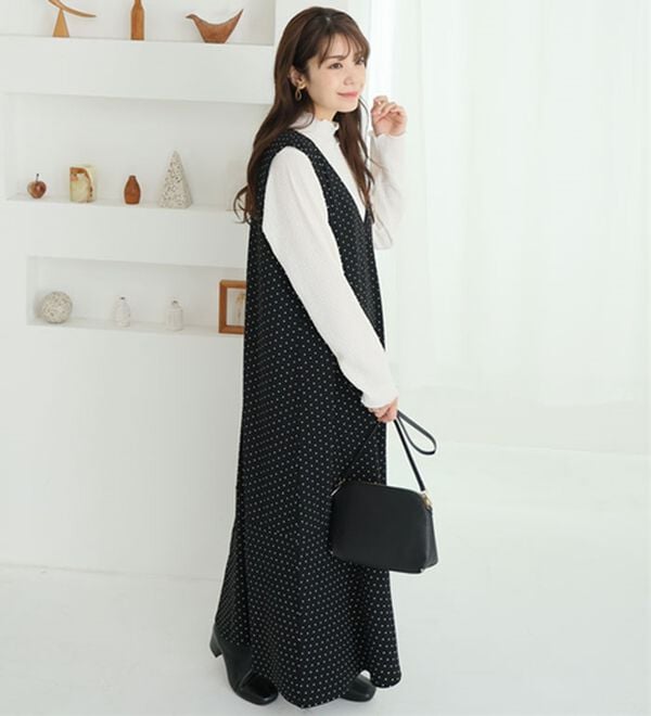 A HAPPY MARILYN（アハッピーマリリン）の「【Ｌ～８Ｌ】選べる丈！リブトップス&times;マーメイドジャンスカ２点セット（アンサンブル）」｜詳細画像