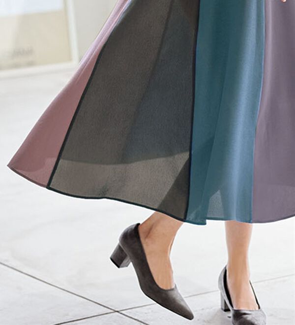 BELLUNA（ベルーナ）の「春を彩る配色ドッキングワンピース（ドッキングワンピース）」｜詳細画像