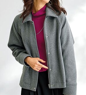 BELLUNA（ベルーナ）の「２ｗａｙ衿デザイン！ウール調素材ジャケット（ブルゾン）」｜杢グレー