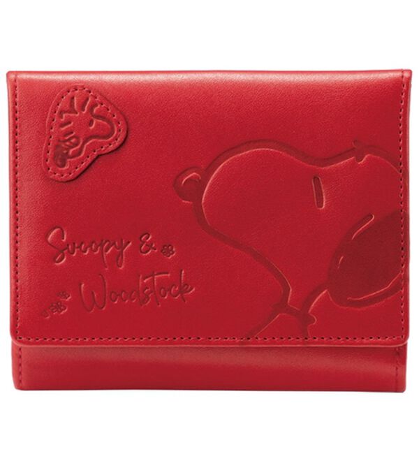 BELLUNA（ベルーナ）の「＜スヌーピー＞牛革折財布（財布・パスケース）」｜レッド
