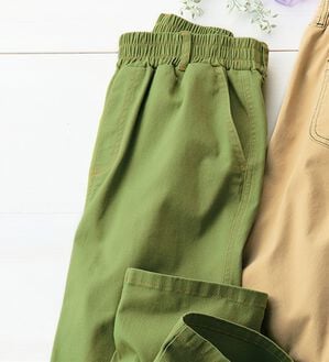 ルフラン（ルフラン）の「ラクばきコットン混パンツ＜ポプル＞（フルレングスパンツ）」｜カーキ