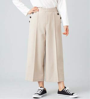 BELLUNA（ベルーナ）の「ウーリッシュ素材釦使いワイドパンツ（ワイドパンツ・ガウチョ）」｜ベージュ