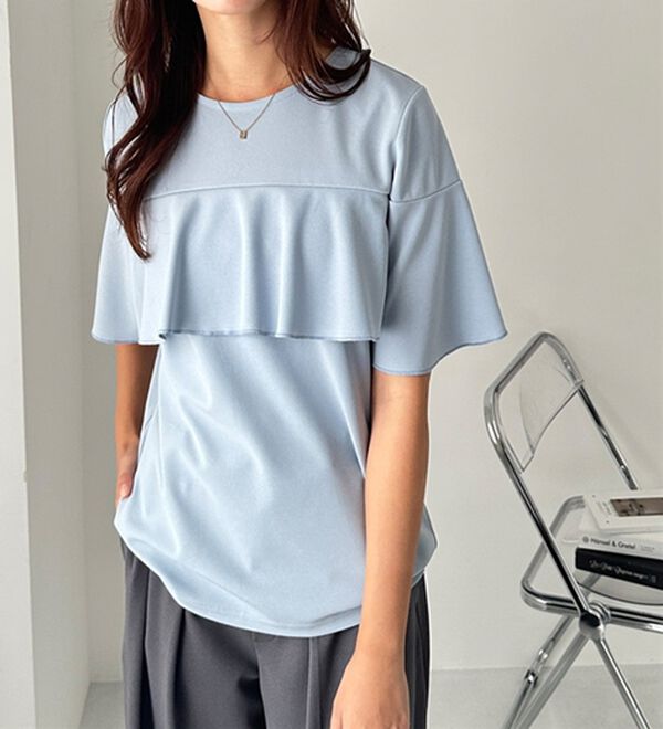 GeeRA（ジーラ）の「ラッフルフリルフレアースリーブＴブラウス（ブラウス）」｜詳細画像