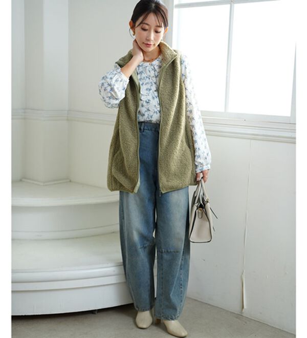 A HAPPY MARILYN（アハッピーマリリン）の「【Ｌ～８Ｌ】大きいサイズの企画者が作りました！ほんのりＡラインでお腹周りゆったりボアベスト（ベスト）」｜詳細画像