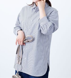 BELLUNA（ベルーナ）の「＜ＳＯＬＯＴＥＸ　Ｒ＞パールボタンチュニック（シャツ）」｜細ストライプ